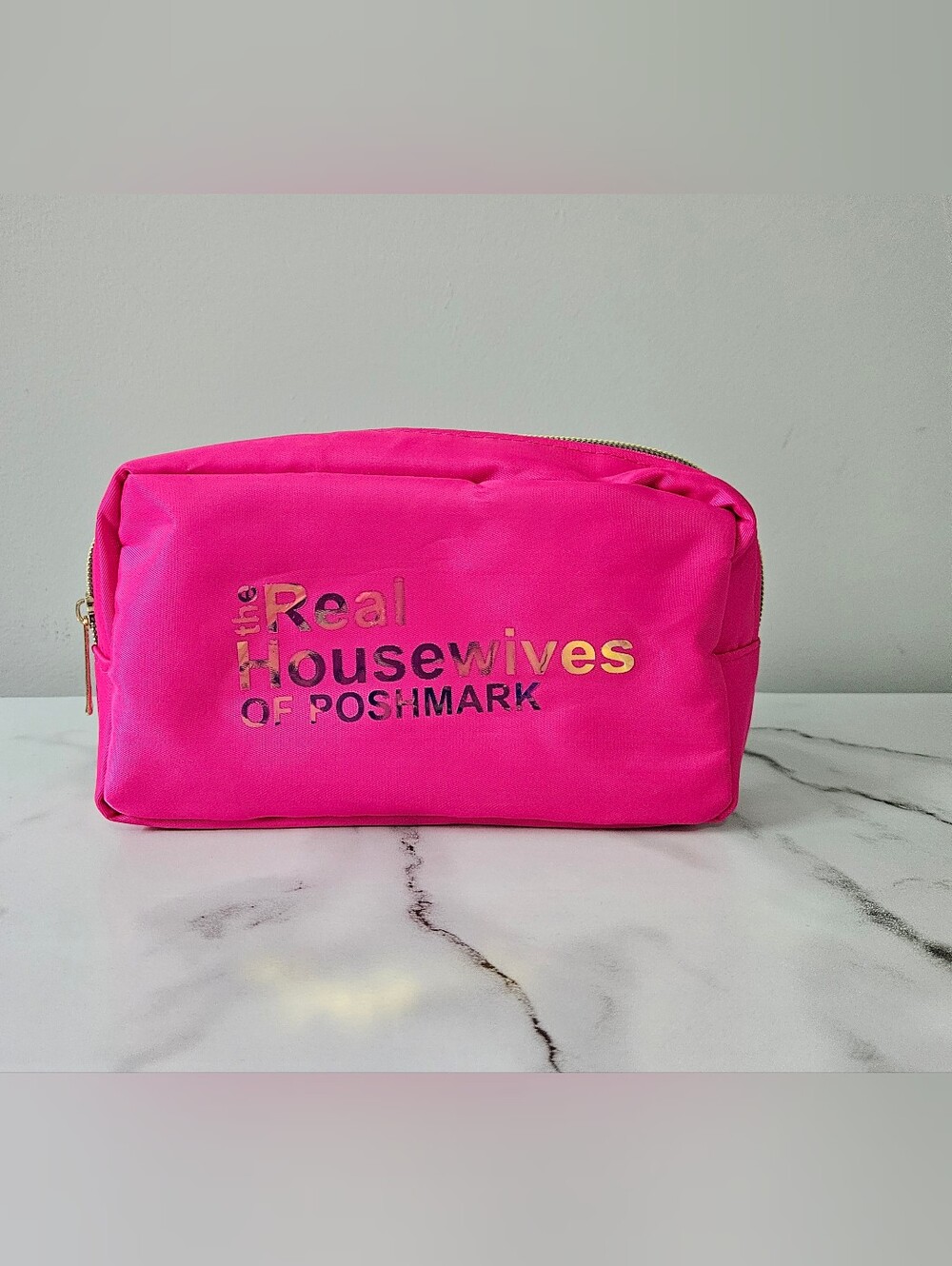 "The Real Housewives Of Poshmark" Nylon Cosmetic Pouch w/ HOLOGRAPHIC Font - Picture 2 of 13